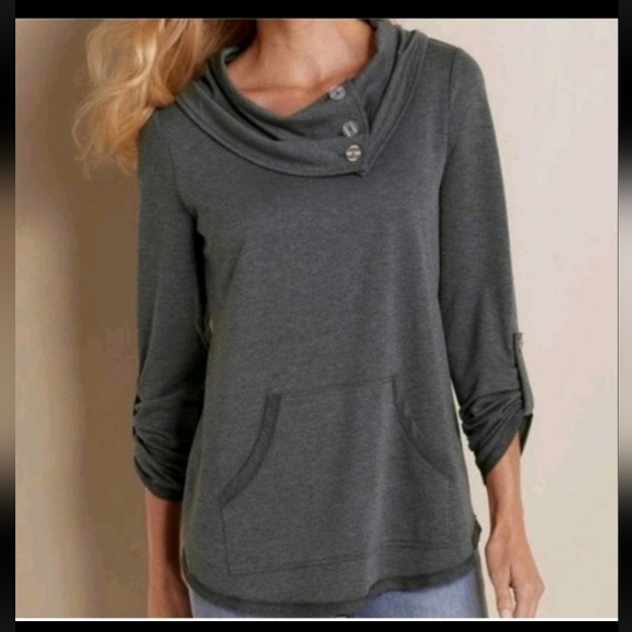 Soft Surroundings Tops - Soft Surroundings Kassidy Cowl Neck Roll Tab Pullover
